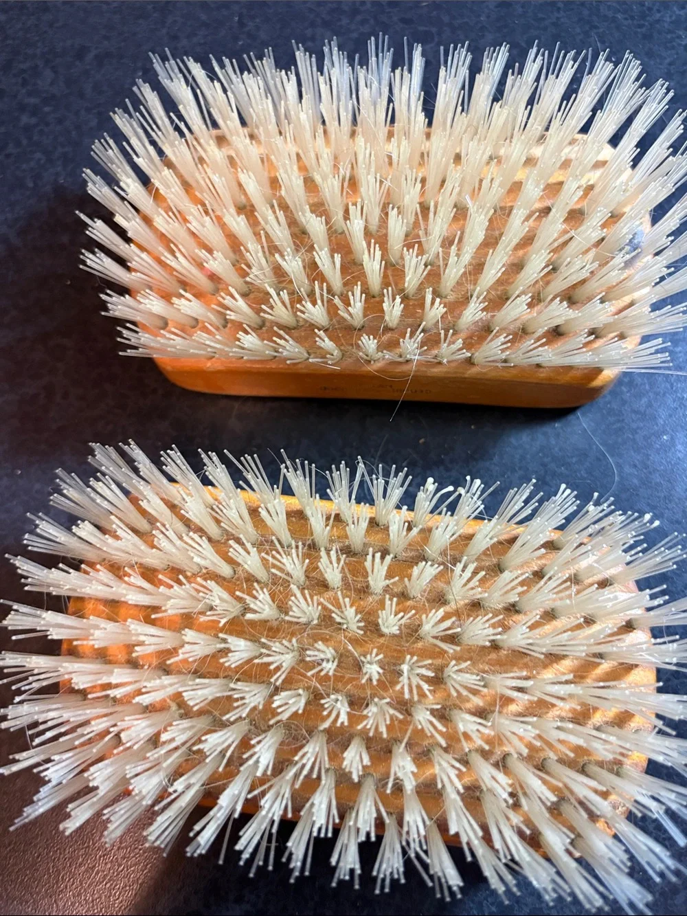 Beard & Hair Grooming Brush - Natural Brown Handle, White Bristles